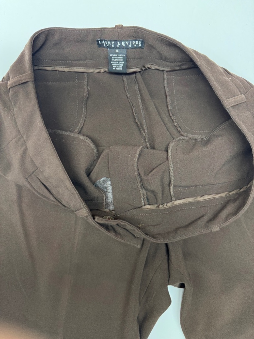 Larry Levine Brown Dress Pants - Classic Straight Fit - Picture 4 of 8